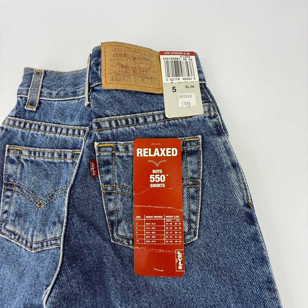 Vintage 90s Levis 550 Relaxed Fit Denim Shorts Boys Size 5 Slim Blue NWT NOS Y2K